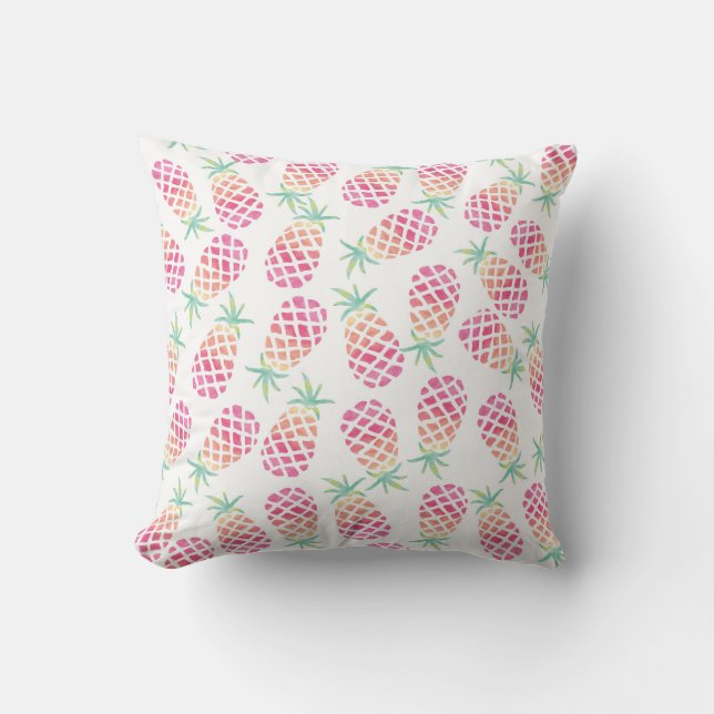 Coussin à motif d'aquarelle rose ananas (Recto)