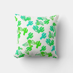 Coussin à motif de cactus vert funky