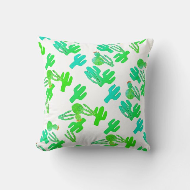 Coussin à motif de cactus vert funky (Recto)