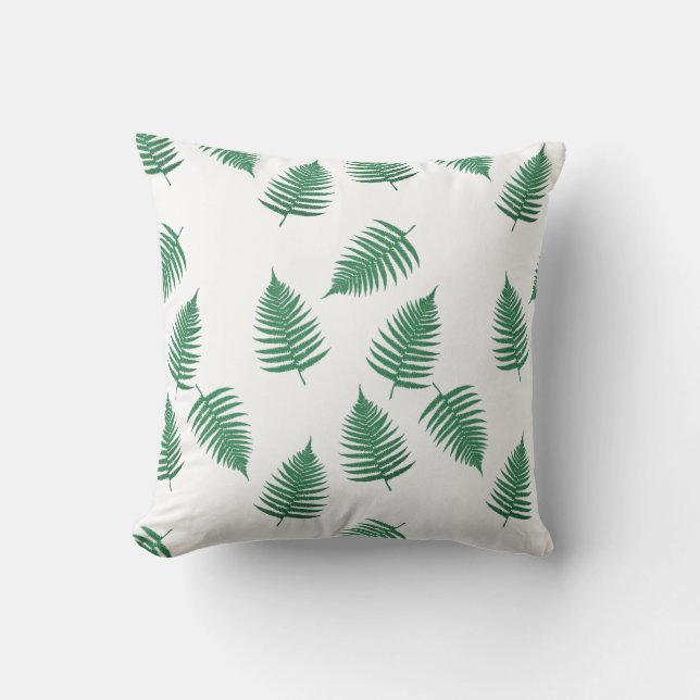 Coussin à motif de feuilles de fougère verte flott (Recto)