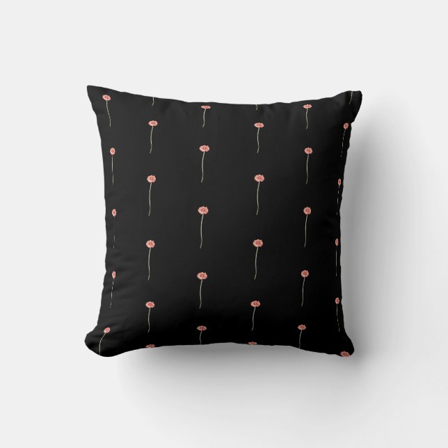 Coussin à motif de fleurs de gerbera rouge pâle (Recto)