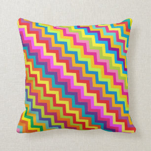 Coussin à motif de zigzag coloré