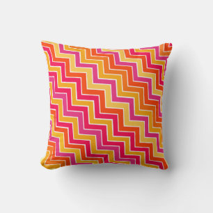 Coussin à motif de zigzag rose coloré
