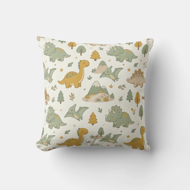 Coussin à motif dinosaure Boho mignon (Recto)