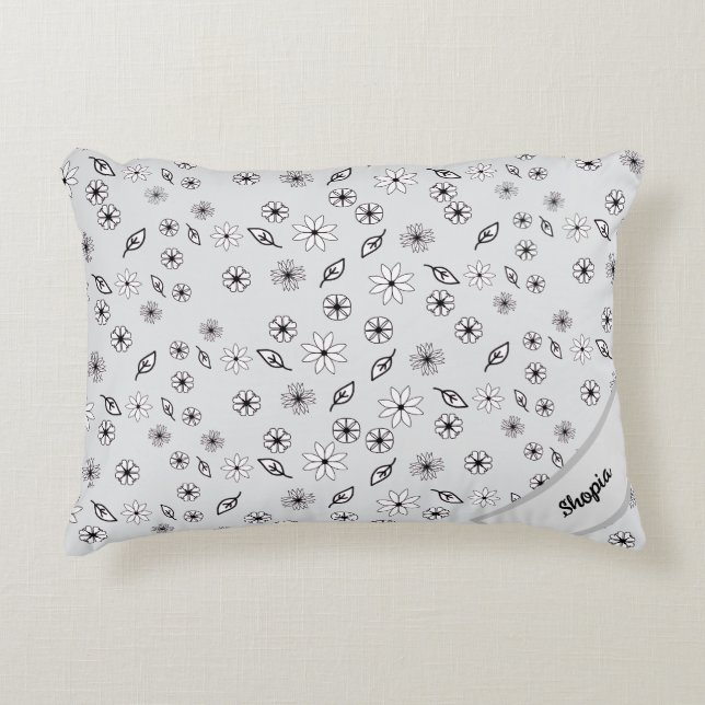 Coussin à motif floral gris clair (Devant)
