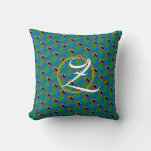 Coussin à motif monogramme des Écritures ZAMBIE Bl