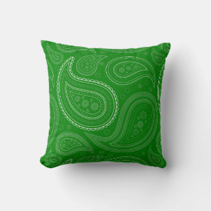 Coussin à motif Paisley blanc sur fond vert