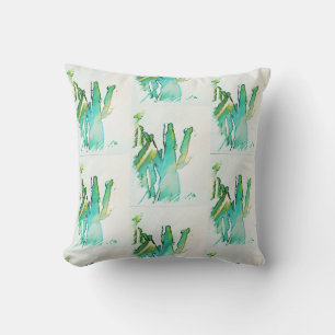 Coussin à motif peint de cactus vert pâle