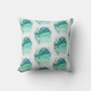 Coussin à motif peint de feuille de palmier pâle