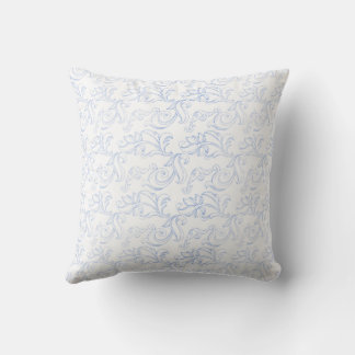 Coussin à motifs floraux bleu et blanc