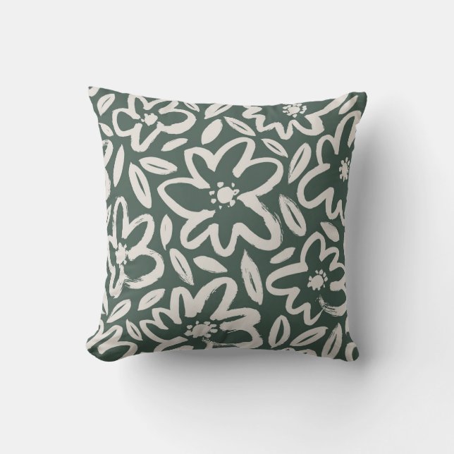Coussin à motifs floraux verts (Recto)