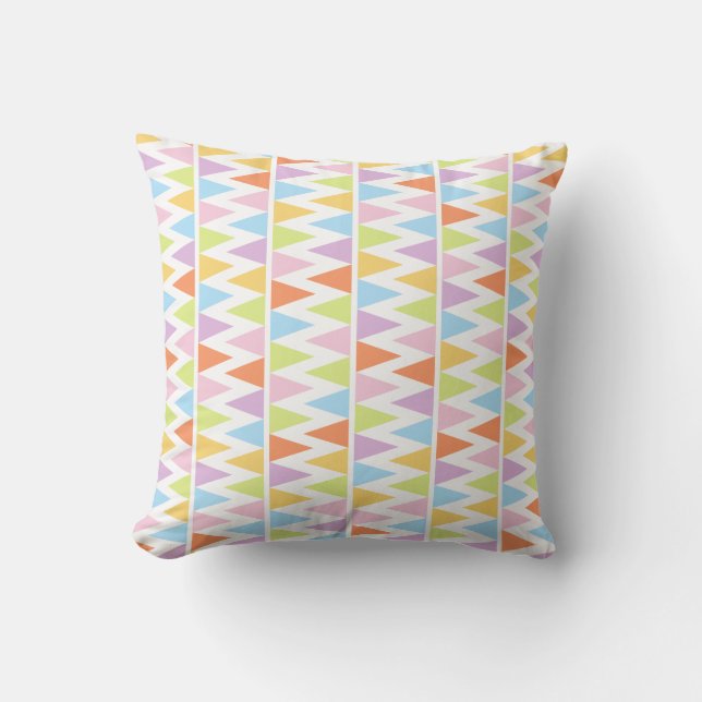 Coussin à motifs pastel triangles à faisceau (Recto)