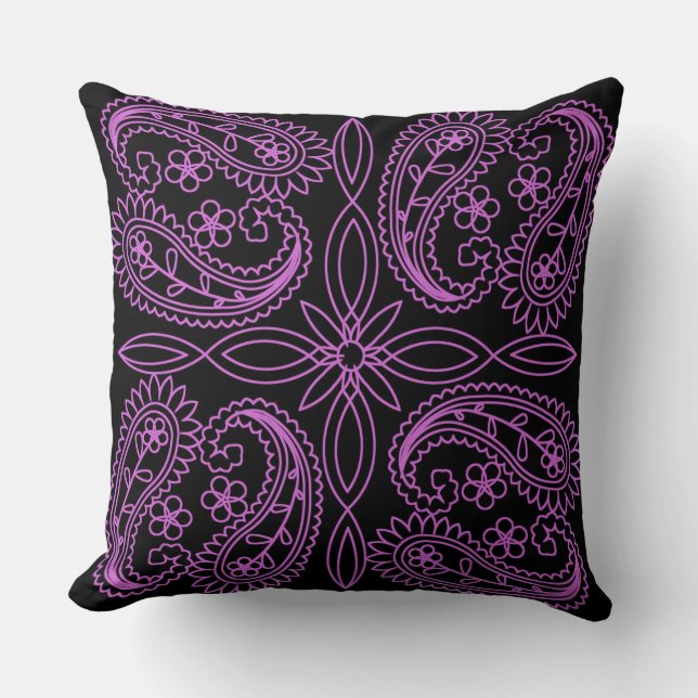 Coussin à oreiller à Motif de couleur noire et ros (Recto)