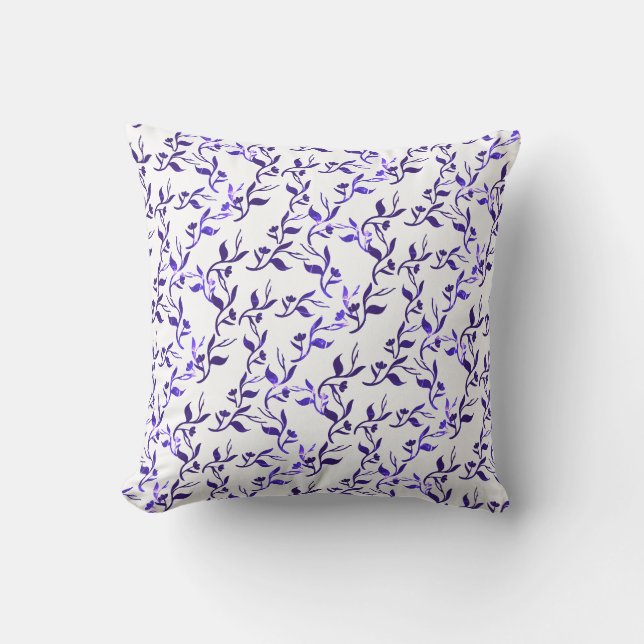 Coussin à oreiller bleu foncé Feuille Motif (Recto)