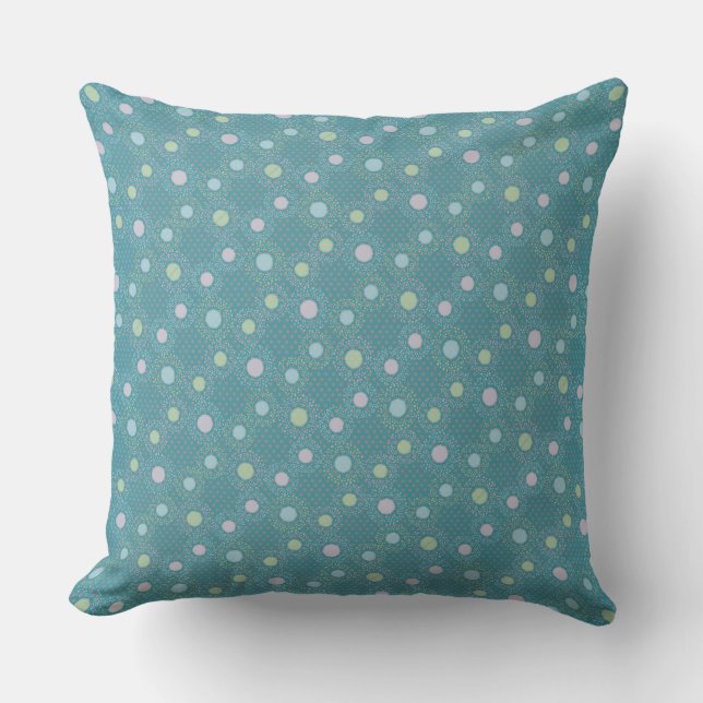 Coussin À petits pois turquoises et pastel (Recto)