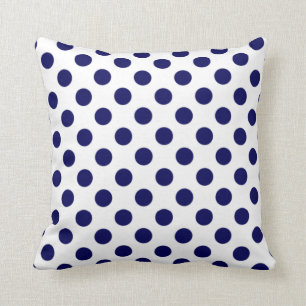 Coussin à points bleu et blanc marine