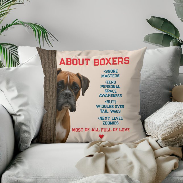 Coussin À propos des boxers Amoureux et amusants Boxer Chi (Créateur téléchargé)