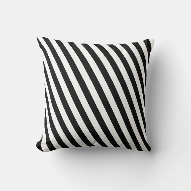 Coussin À Rayures Noires Et Blanches (Recto)