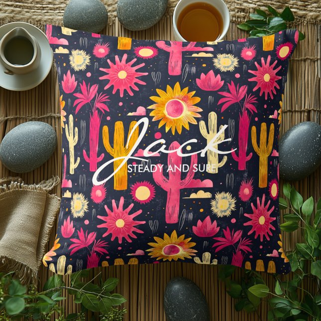 Coussin à thème cactus aux couleurs vibrantes (Créateur téléchargé)