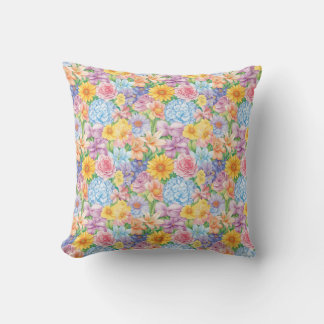 Coussin A vibrant detailed illustration of various flower