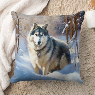 Coussin Aaskan Malamute Laisser Il Neige Noël
