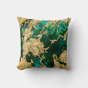 Coussin Abalone Green and Gold Cement Mixed media abstract
