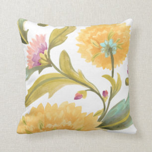 Coussin Abbaye Carreaux floraux - Fleurs Jaunes
