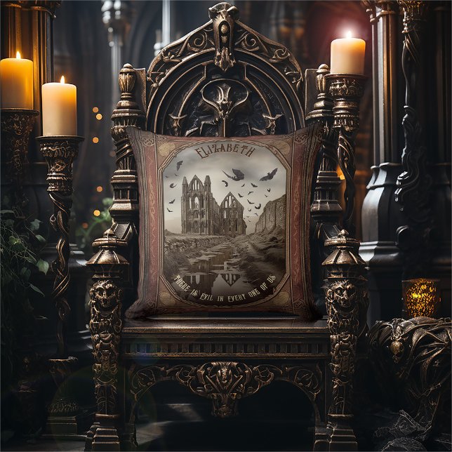 Coussin Abbaye vintage de Vampire Romantique Dracula gothi (Créateur téléchargé)