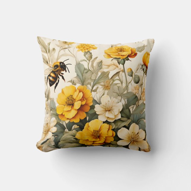Coussin Abee vintage au miel dans les botaniques (Recto)