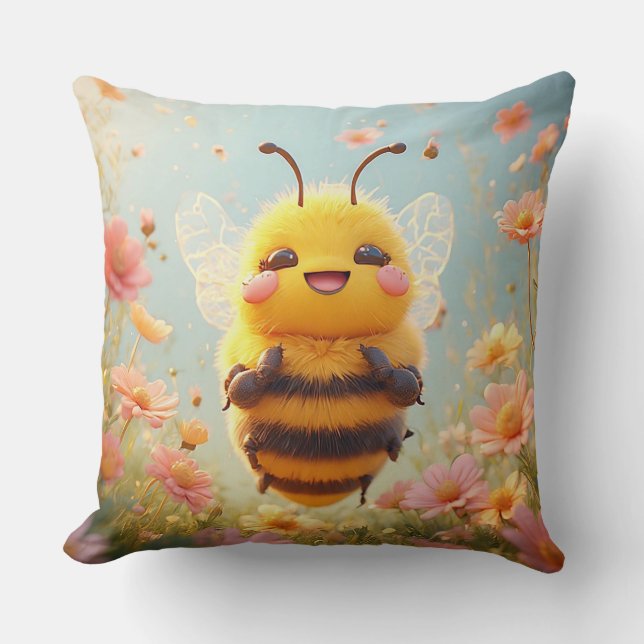 Coussin Abeille à miel dessin animé adorable (Recto)