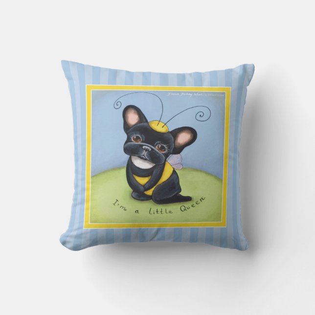 Coussin Abeille de bouledogue français (Recto)