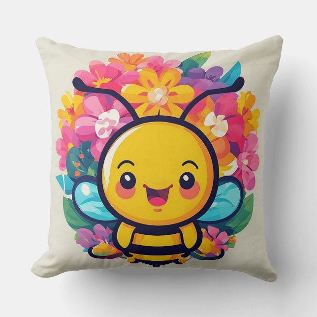 Coussin Abeille de dessin animé adorable (Recto)
