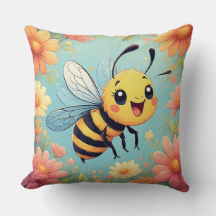 Coussin Abeille de dessin animé adorable bourdonnant joyeu