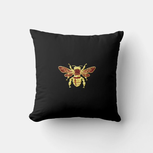 Coussin Abeille de miel en l'or et rouge (Recto)