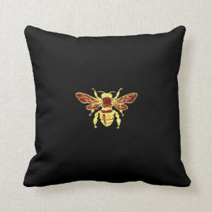 Coussin Abeille de miel en l'or et rouge