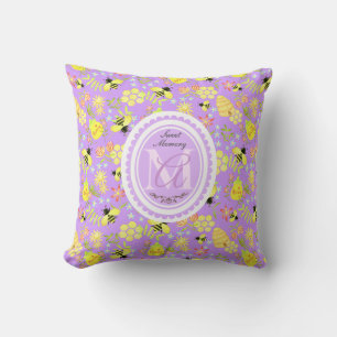 Coussin Abeille de miel violet