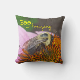 Coussin Abeille Incroyable, Abeille Et Echinacée Pourpre