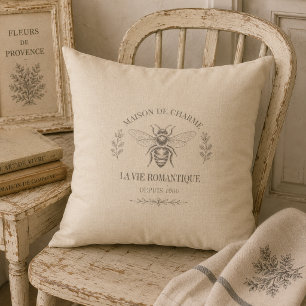 Coussin Abeille miel beige campagne française vintage rust