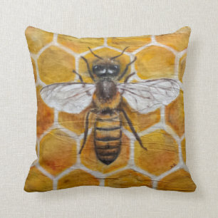 Coussin Abeille peinte à la main authentique de miel de