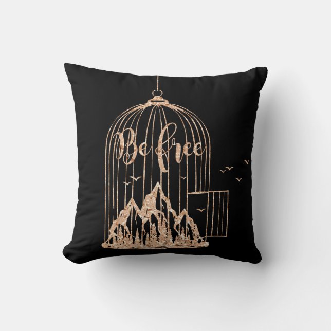 Coussin Abeille Sans Oiseaux De Cage Rose Rose Cuivre Noir (Recto)