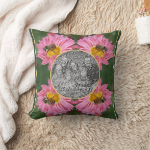 Coussin Abeille Sur Le Cadre Fleur Rose Daisy Ajouter Votr