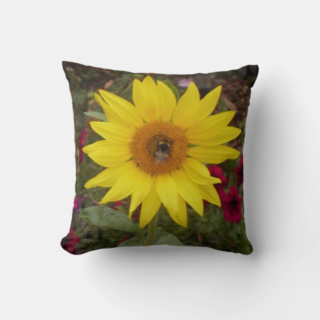 Coussin Abeille sur tournesol jaune (Recto)