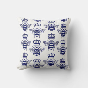 Coussin Abeilles Bourdon stylisées vintage avec Couronne B