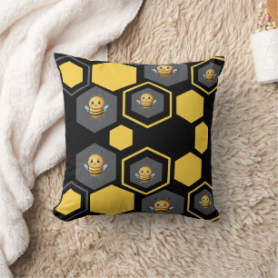 Coussin Abeilles dans Honeypeb Black Print