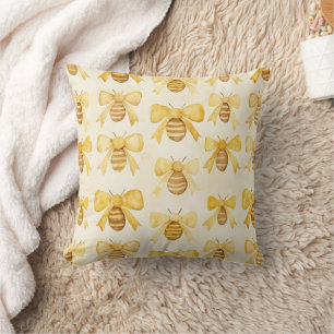 Coussin Abeilles Jaune Doré Rayons De Miel