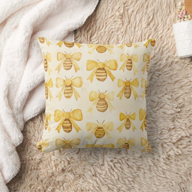 Coussin Abeilles Jaune Doré Rayons De Miel (Couverture)