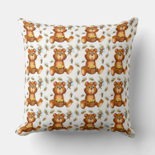 Coussin Abeilles Volantes Avec Un Ours D'Huile