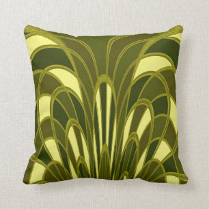 Coussin Abrégé sur champignon - art déco - olive