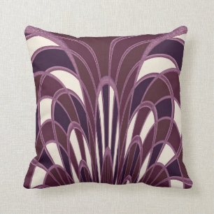 Coussin Abrégé sur champignon - art déco - rouge foncé