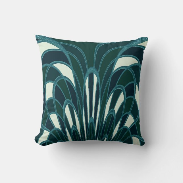 Coussin Abrégé sur champignon - art déco - Teal (Recto)